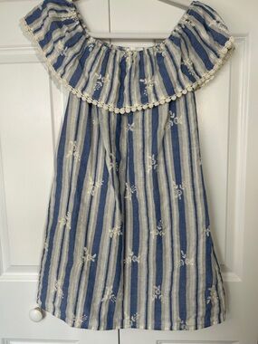 Everly Blue and White Embroidered Dress